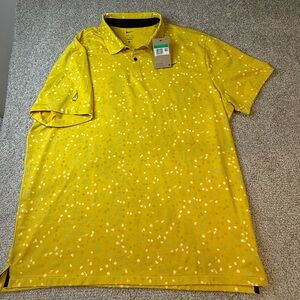 Nike Men's Yellow Polo with White Patterns
